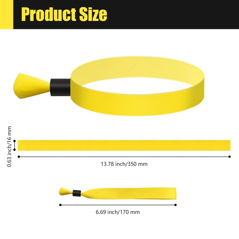 Comflora 100 Pcs Cloth Wristbands  Disposable for Events  Colored Lightweight Concert Club Entrance Wrist Strap Party (Yellow) - Image 2